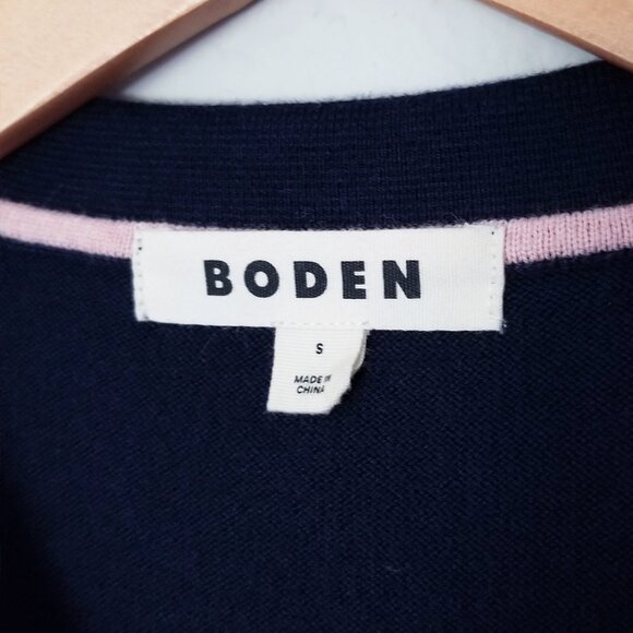 Boden Estelle Henley Sweater S Polo Collar Navy Blue Cotton Wool Blend Preppy - Picture 9 of 16